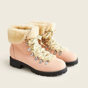 J. Crew Pink Shearling-Lined Winter Boots in bronzed clay